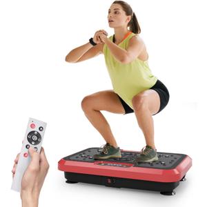 Vibration Plate Exercise Machine for Lymphatic Drainage, Power Plate Vibration Platform for Weight Loss, Shaping Toning & Wellness, Whole Body Shake Workout Equipment for Home Gym (RED (no pull rope 200 gear ))