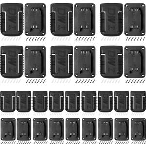 30pas Tool Holders and Battery Holder for Dewalt 20v Wall Mount Hanger Battery Drill Tool Storage Shelf for Milwaukee M18(Black)