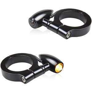 FACAILAHA Universal Motorcycle Front Fork Mounting LED Turn Signals Lights 12V Amber Blinkers W/Mounting Bracket for Honda Harley Yamaha Suzuki Kawasaki