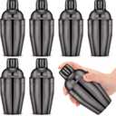 Nitial 6 Pcs Bar Cocktail Shaker Professional Stainless Steel Martini Drink Mixer Built-in Strainer for Bartending No Leaks Shaker for Bar Party Drink Mixer (Black,8 oz)