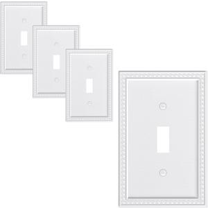 4-Pack Single Toggle Light Switch Cover Plate, Pearls Decorative Switch Plate Covers, Unbreakable Polycarbonate, Pure White 1 Gang Wall Plate, Corrosion Resistant