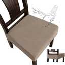Genina Waterproof Seat Covers for Dining Room Chair Covers Waterproof Dining Chair Covers (4 PCS-Rear-gapped, Taupe)