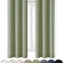 OWENIE Maya 100% Blackout Curtains 63 Inch Length 2 Panels Set, Warm Energy Saving Solid Light Blocking Curtains for Bedroom, Thermal Insulated Window Treatments, Sage Green, W37 x L63 inch (37"W x 63"L (Pack of 2))