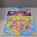 SYNARRY Large USA World Solar System Wooden Magnetic Puzzles for Kids Ages 4-6, Wood Puzzles Educational Games Toys Easter Gifts for Toddlers, United States World Space Map for Boys Girls Ages 3-5 4-8