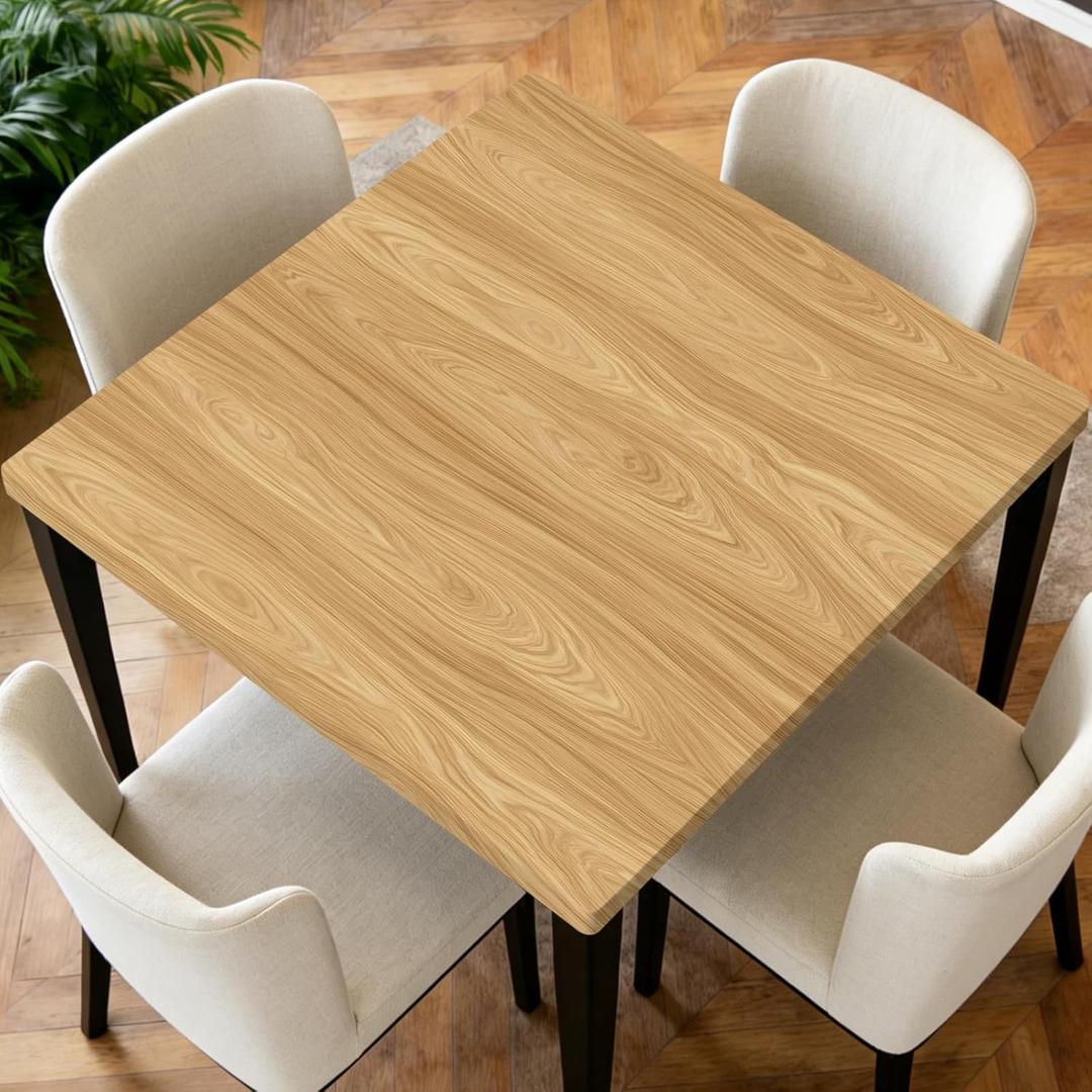 Square Fitted Tablecloth with Elastic Edge Design Table Cover Waterproof Stain-Resistant Wipeable Table Cloth for Kitchen Dining Picnic Patio Outdoor Party Wood 34X34 Inch