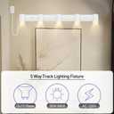 Plug in Track Lighting, LED Track Light Kit, White 5-Light Large Track Lights for Kitchen, 15 FT Cord,30" Large Ceiling Spotlight, Rotatable Wall Mount Light Head for Bedroom Hallway Living Room