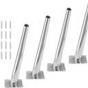4pcs 10 Inch Furniture Legs, Oblique Conical Metal Legs Chrome Mid-Century Style Furniture Feet for Sofa Cabinet Table Chair Cupboard Couch Ottoman Home DIY Projects (Silver)