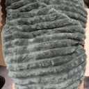 Bedsure Fluffy Duvet Cover Set - Ultra Soft Plush Shaggy Comforter Cover Queen Size, Warm Flannel Fleece Bed Sets for Winter, 3 Pieces (Striped Pattern, Green)