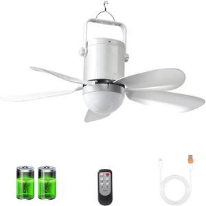 21'' Ceiling Fan with Light and Remote, 21600mAh Battery Operated Gazebo FanOutdoor Hanging Fan for Gazebo, RVPatio, Camping Tent, Greenhouse,Porch Chicken Coop, USB-C Fast Charge, Small