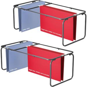 2 Sets Upgraded Adjustable Hanging File Folder Frame, Legal/Letter Size, Length Adjusted 16 to 25 inches, Heavy Duty Steel File Drawer/Cabinet Organizer Insert, Hanging Folder Holder, 12.598" W X 9.45" H