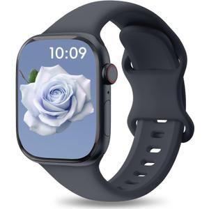 2 x Patenting Sport Silicone Band Compatible with Apple Watch Bands 40mm 38mm 41mm 42mm 44mm 45mm 46mm 49mm Women Men, Waterproof Soft Wrist Strap for iWatch Series 11 10 9 8 7 6 5 4 3 2 1 SE Ultra 2 3 (Midnight Black(#New))