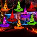 XTF2015 Halloween Witch Hat Lights Decorations Outdoor, Upgraded 8pcs Hanging Glowing Witch String Lights with 8 Modes, 44FT 104LED Waterproof Halloween Light for Outdoor, Garden, Trees, Party Decor