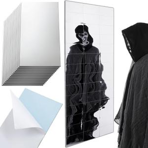 Thyle 48 Pcs Fun House Carnival Mirror Over 4 Feet Circus Props Funhouse Self Adhesive Carnival Mirror Fun Clown for Halloween Circus Party Decorations, 6.3 x 3.3 Inches Each