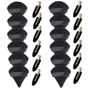 2 x 12PCS Triangle Powder Puff with 12PCS No Crease Hair Clip for Women Makeup