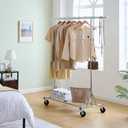 Clothes Rack, 600lbs Rolling Clothing Racks For Hanging Garment, Commercial Garment Heavy Duty Clothes Rack, Collapsible And Portable Clothing Racks With Wheels