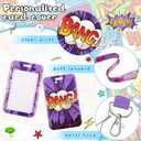 5 Sets Colored Hero ID Badge Holder with Lanyard Detachable Lanyard with Cute ID Card Holder Silky Strap Neck Clip Clasp Hard Name Case for School Kids Boys Students Teens