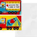 Hallmark Mini Valentine's Day Treat Card Pockets for Kids, Trucks (32 Mini Pocket Notes with Sticker Seals)