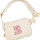 2 x Uygafly Birthday Gifts for 4 5 6 7 8 9 10 11 12 13 Year Old Girl,Gift for Teen Girls Kids Toddler,Personalized Initial Fanny Pack Purse Crossbody Bag Belt Bag Cute Trendy Stuff | Khaki,R