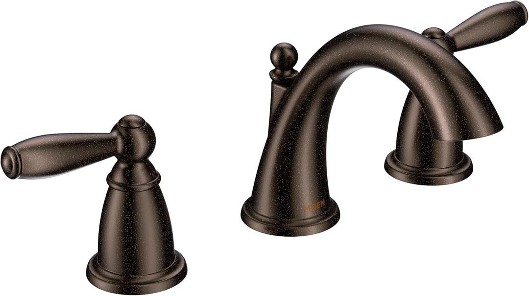 Moen Brantford Oil-Rubbed Bronze Two-Handle Widespread Bathroom Faucet Trim Kit Bathroom Faucets for Sink 3-hole Deck Mounted Setup, (Valve Required), T6620ORB (8 inches)