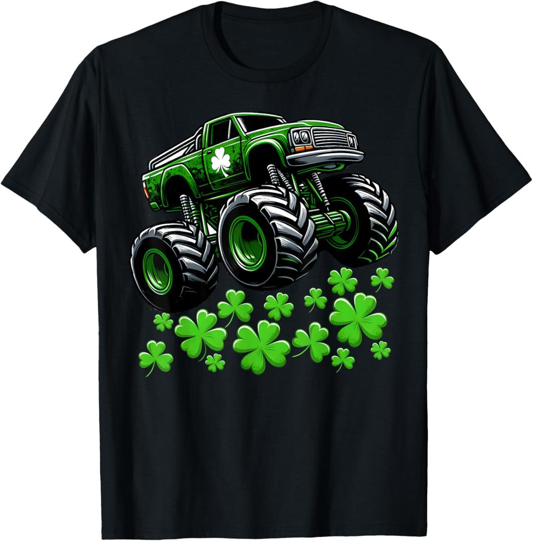 Monster Truck St Patricks Day Irish Lucky Kids Boys Toddler T-Shirt, Small