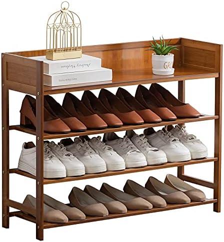 Suwoic Bamboo Shoe Rack Organizer, 4 Tier Shoe Shelf Storage Organizer, for Entryway, Hallway, and Closet (Brown-31.5)