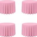 BRILLMAX 4 Pack Pink Round Tablecloths 108 Inch - Circle Bulk Linen Polyester Fabric Washable Table Cloth Cover for Wedding Reception Banquet Birthday Party Buffet Restaurant