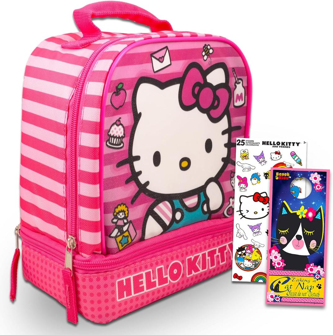 Hello Kitty Lunch Box Set - Bundle with Hello Kitty Lunch Box for Girls, Hello Kitty Stickers, More | Hello Kitty Lunch Bag