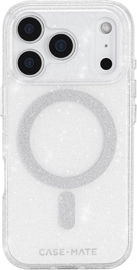Case-Mate iPhone 17 Pro Case [Compatible with MagSafe] - Stylish Sparkly Phone Case with 12ft Drop Protection - Premium Magnetic Cover for iPhone 17 Pro - Twinkle Stardust (Silver)