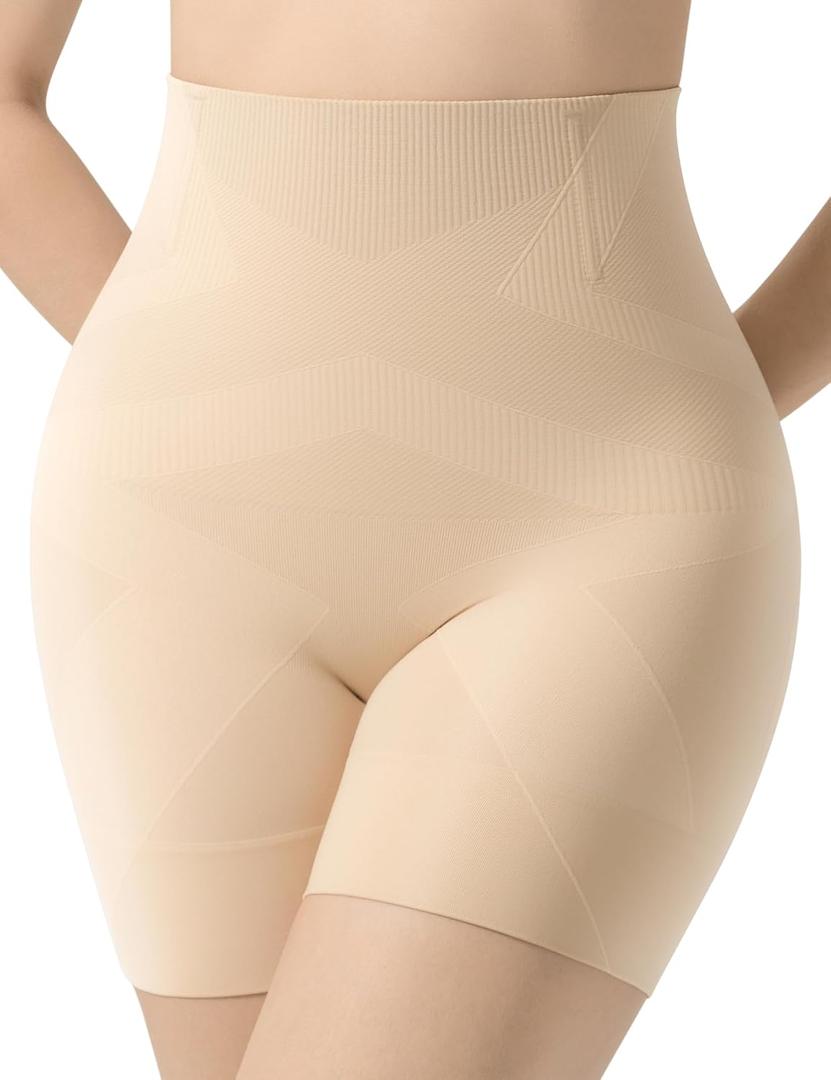 Esa Liang Shapewear Tummy Control for Women Body Shaper High Waisted Shorts (Beige, M)