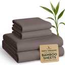 BAMPURE Luxury Series Queen Sheet Set - 100% Pure Viscose Bamboo Sheets - Super Soft, Cooling for Hot Sleepers - Deep Pocket (S Grey)