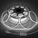 65.6FT COB LED Strip Light Waterproof One Roll 6000K Daylight White LED Rope Lights for Bedroom Plug in with Switch AC 110~120V 288Leds/M High Density LED Tape Lights Outdoor for Garden Decor