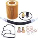 MOTOKU Engine Oil Filter Housing Seal Gasket Kit for BMW E46 E39 E53 E85 325Ci 530i X1 X5 Z3 525i 330xi 330i 325i 325xi w/Engine Coolant Temperature Sensor Oil Pressure Switch