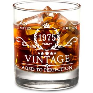 AOZITA 50th Birthday Gifts for Men Whiskey Glass with Delicate Package- 50th Birthday Decorations for Men, Party Supplies - 50th Bday Gifts Ideas for Him, Dad, Husband, Friends - 11oz Whiskey Glass