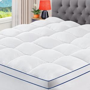 CYMULA Queen Mattress Topper, Extra Thick Pillow Top Mattress Topper, Firm Cooling Mattress Pad Cover with 821 Inch Elasticated Deep Pockets, Plush Down Alternative Fill Mattress Protector