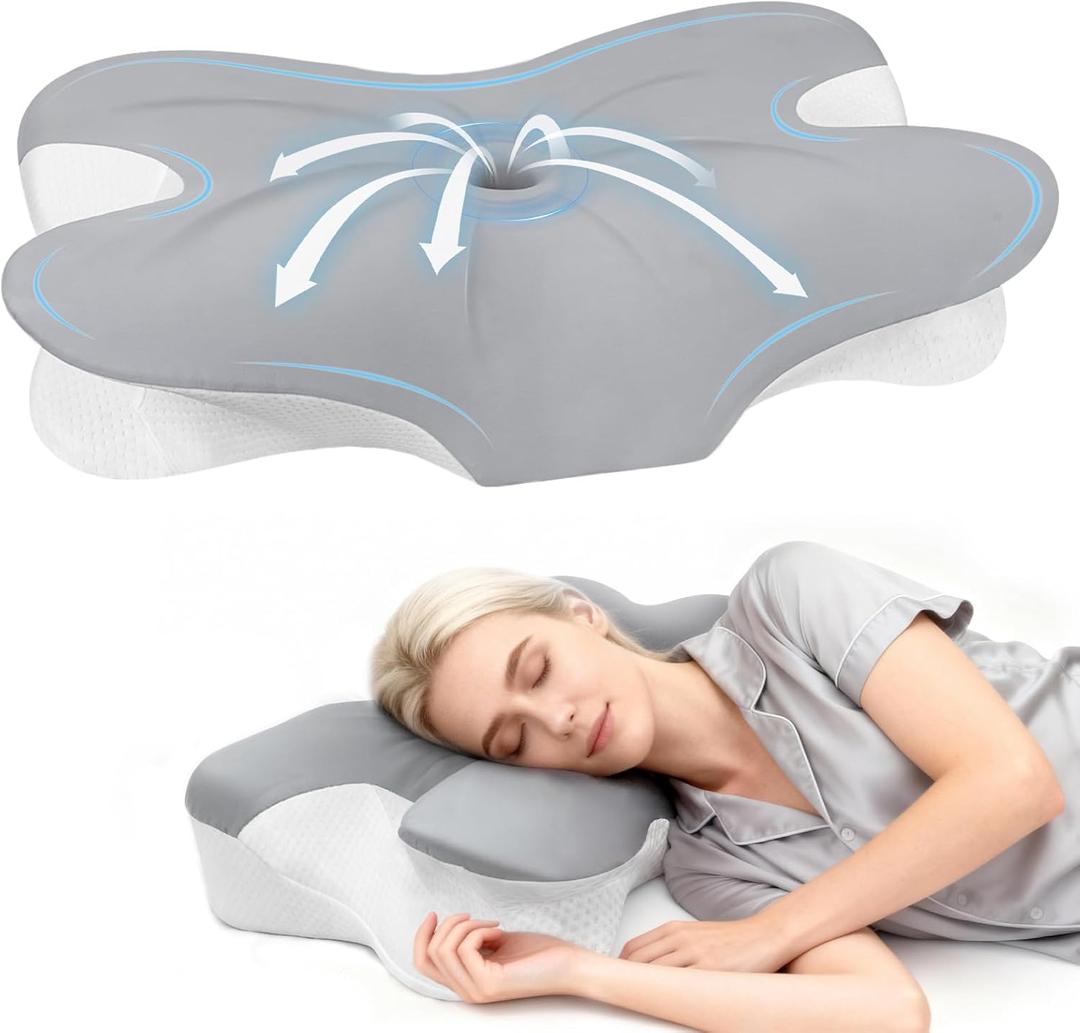 Cervical Neck Pillow for Neck Pain Relief and Sleeping, Memory Foam Pillow with Breathable Pillowcase, Ergonomic Contour Neck Support Pillow for Side, Back, Stomach Sleepers