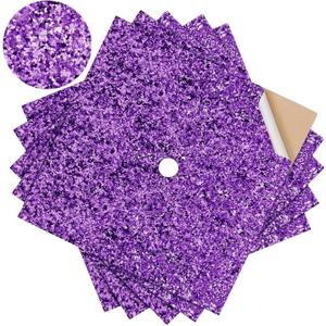 Knitgrip 5 Sheets Leather Glitter Construction Paper for Grad Caps Self Adhesive Grad Cap Topper Cover Decoration for DIY Graduation Hat Topper Scrapbook Craft Supplies, 9.8 x 9.8 Inch(Purple)
