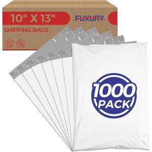 Fuxury 1000 Pack 10x13" Poly Mailers Bulk,Heavy Duty Shipping Bags for Clothes,Strong Adhesive Self Seal Poly Mailing Envelopes for Postage Return Books Business(White)