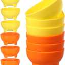 6 Pcs Thanksgiving/Christmas Salsa Bowls for Party 12 oz Small Plastic Mexican Salsa Bowls Guacamole Cute Chips and Food Serving Dish for Fall Autumn Xmas Fiesta Party (Orange, Yellow)
