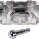 2703 Intake Manifold Aluminum Dual Plane with Oil Fill Tube Compatible with Chevy Small Block SBC 305 327 350 1955-1986 262-400 V8 Engine