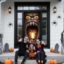 2 x Halloween Door Cover, Scary Front Door Banner Covering Decorations, Fabric Door Hanging Banner Decor Indoor Outdoor Halloween Party Supplies 72.8x35.4 Inch (Brownn)