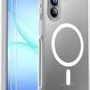 for Samsung Galaxy A17 5G Phone Case Magnetic Shockproof, [Fit for MagSafe] [Glass Screen Protector] Soft-Touch Skin para Frosted Translucent Anti-Fingerprint Cover (Matte Frosted Clear)