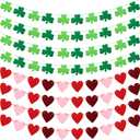 Tatuo 8 Pieces St. Patrick's Day Garland Decor Felt Red Heart Banner Hanging Garland Green Shamrock for Valentines Holiday Wedding Birthday Anniversary Party Hanging (Stylish)