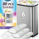 2 x Teivio 6 Gallon 80 Counts Medium Garbage Bags Trash Bags, Bathroom Trash Can Bin Liners, Plastic Bags for home office kitchen,Garden Outdoors waste,Clear