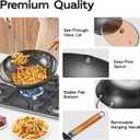 WANGYUANJI 14.2" Extra Large Carbon Steel Wok with Lid, Nitrided Rust-Resistant Stir Fry Pan, Uncoated Flat Bottom Chinese Wok for Induction and Gas Stoves, Heavy Duty (5.7 Qt)