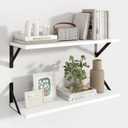Axeman 24 Inch White Floating Shelves | 8 Inch Deep Wall Shelves Set of 2 | 24''W x 8''D Rustic White Wood Shelves for Bathroom Kitchen Living Room Bookshelf Home Office, 23.6 Inch