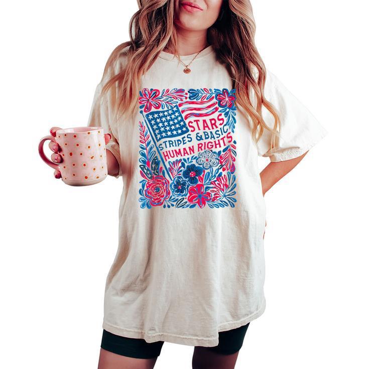 Stars Stripes Human Rights 4Th Of July Floral American Flag Women's  Comfort T-shirt ( XS Youth Size)