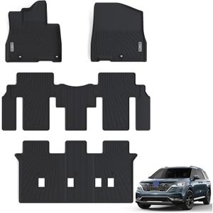 Floor Mats for Kia Carnival 2022 2023 2024 2025-NON Hybrid, 3 Rows Full Set(Only Fits 8 Seats.Fits LX w/seat Package, EX and SX. Does NOT fit Prestige Models),TPE All Weather Car Floor Liners