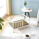 OSCHF Dog Bed with Rails - Elevated Pet Metal Bed Frame with Solid Wood Board and Washable Soft Mat for Small Dog Indoor or Outdoor Use, 21.3" x 30 ", White