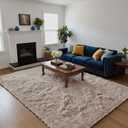 Fluffy Rug Shag Area Rug, Beige 5x8 Area Rugs for Bedroom, Small Bedside Rug, Soft Fluffy Shag Entryway Throw Rugs for Living Room Bedroom Kids Room Home Decor