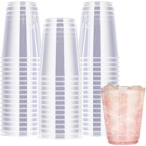 R-kay Clear Plastic Cups, 50 Pack Heavy Duty 10 OZ Disposable cups, Plastic cocktail Glasses, Heavy Duty Clear Disposable Cocktail Glasses